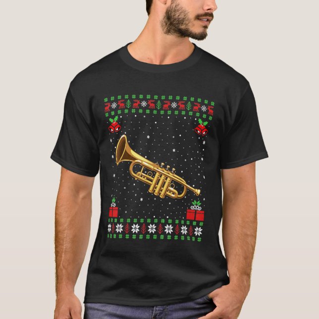 Funny Trumpet Music Älskare Julafton Ugly Trumpet  T Shirt (Framsida)
