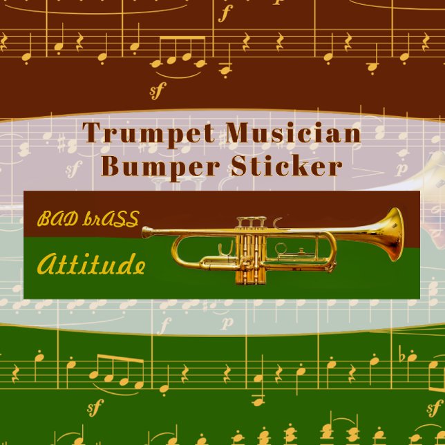 Funny Trumpet Musician Bad Brass Attitude Bildekal (Skapare uppladdad)