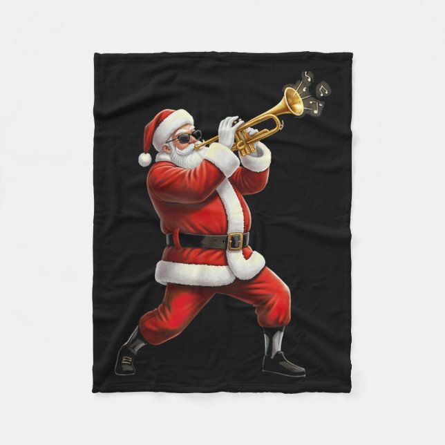 Funny Trumpet Santa Christmas Graphic Player Trump Fleecefilt (Framsidan)