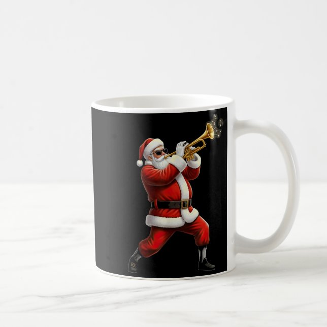 Funny Trumpet Santa Christmas Graphic Player Trump Kaffemugg (Höger)