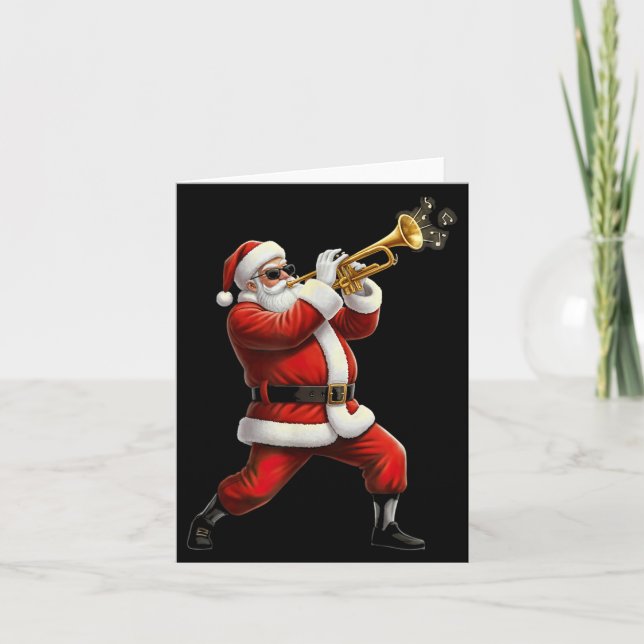Funny Trumpet Santa Christmas Graphic Player Trump Kort (Framsida)