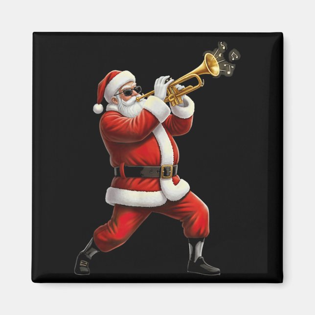 Funny Trumpet Santa Christmas Graphic Player Trump Magnet (Framsidan)