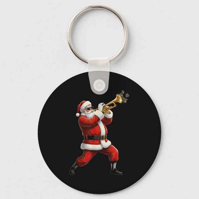 Funny Trumpet Santa Christmas Graphic Player Trump Nyckelring (Framsida)