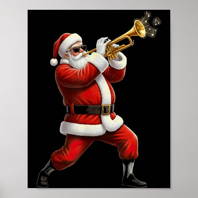 Funny Trumpet Santa Christmas Graphic Player Trump Poster (Framsidan)