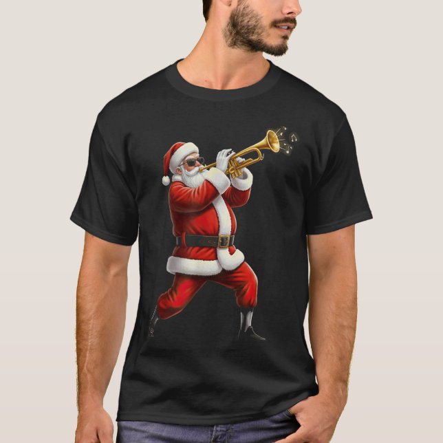 Funny Trumpet Santa Christmas Graphic Player Trump T Shirt (Framsida)