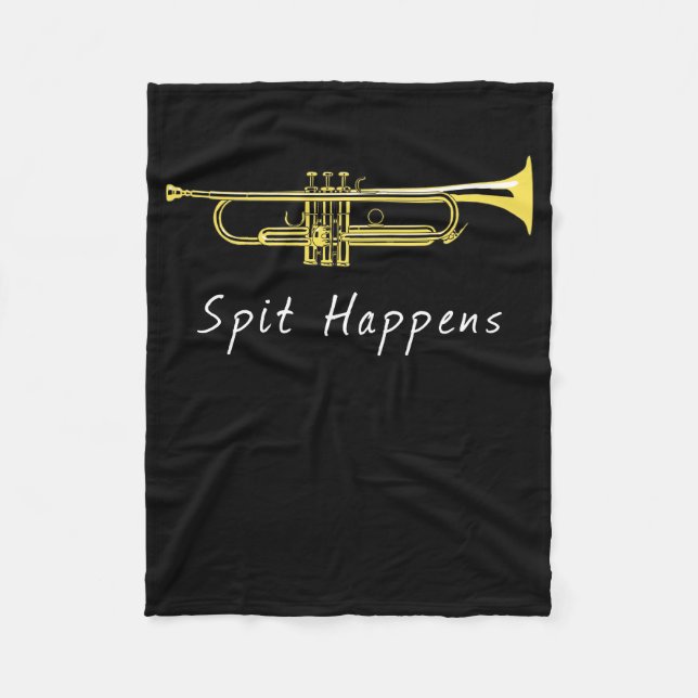 Funny Trumpet Spit Happens Band Player Fleecefilt (Framsidan)