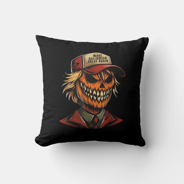 Funny Trumpkin Pumpkin Skeleton Make Halloween Gre Kudde (Framsida)