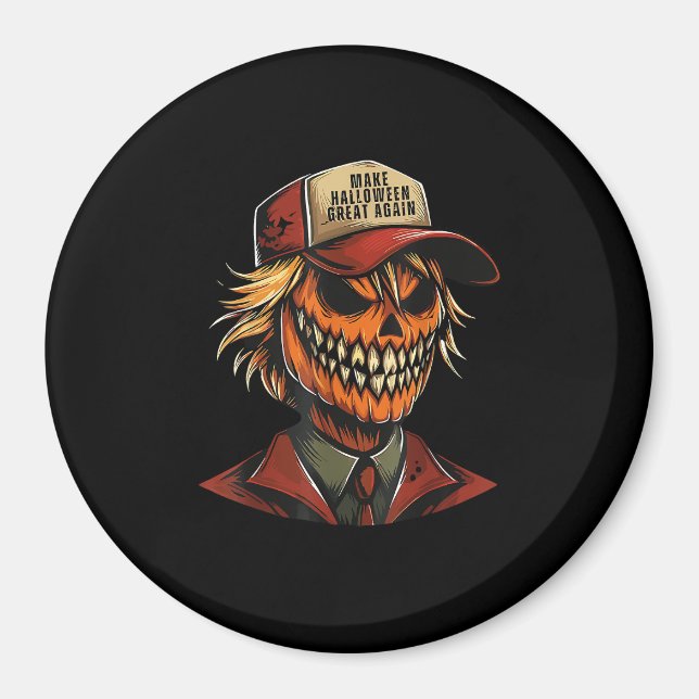 Funny Trumpkin Pumpkin Skeleton Make Halloween Gre Magnet (Framsidan)