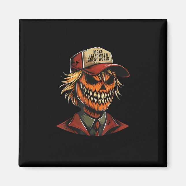 Funny Trumpkin Pumpkin Skeleton Make Halloween Gre Magnet (Framsidan)