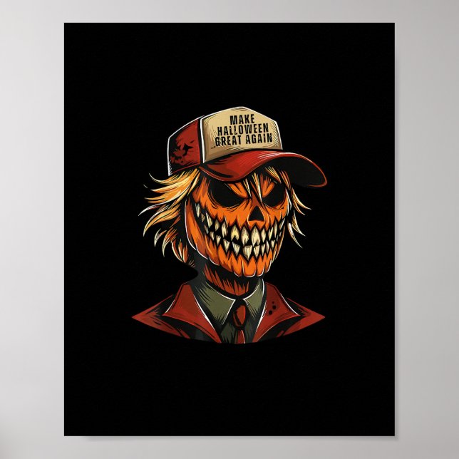 Funny Trumpkin Pumpkin Skeleton Make Halloween Gre Poster (Framsidan)