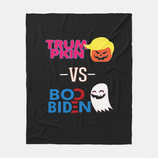 Funny Trumpkin Vs Boo Biden Halloween-designklass Fleecefilt (Framsidan)