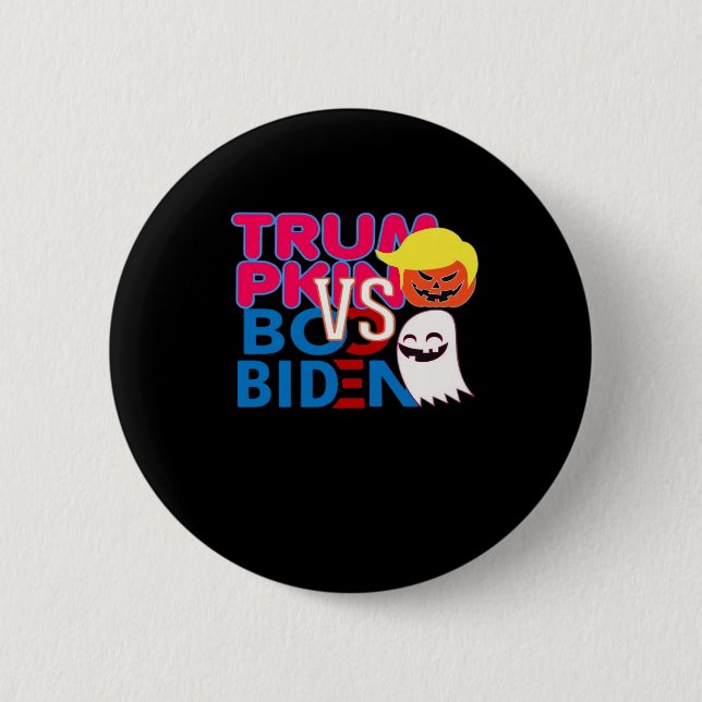 Funny Trumpkin Vs Boo Biden Halloween-designklass Knapp (Framsida)