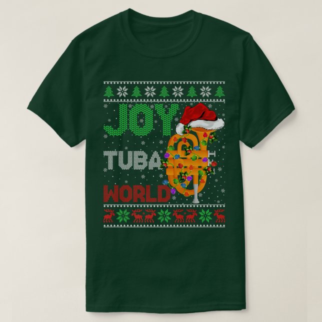 Funny Tuba Music Lover Ulgy Joy Tuba World Christm T Shirt (Design framsida)
