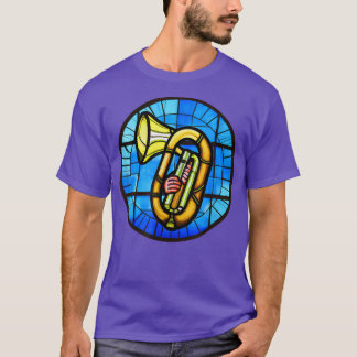 Funny Tuba Shirt Stached Glass Art Music Boys Girl T Shirt