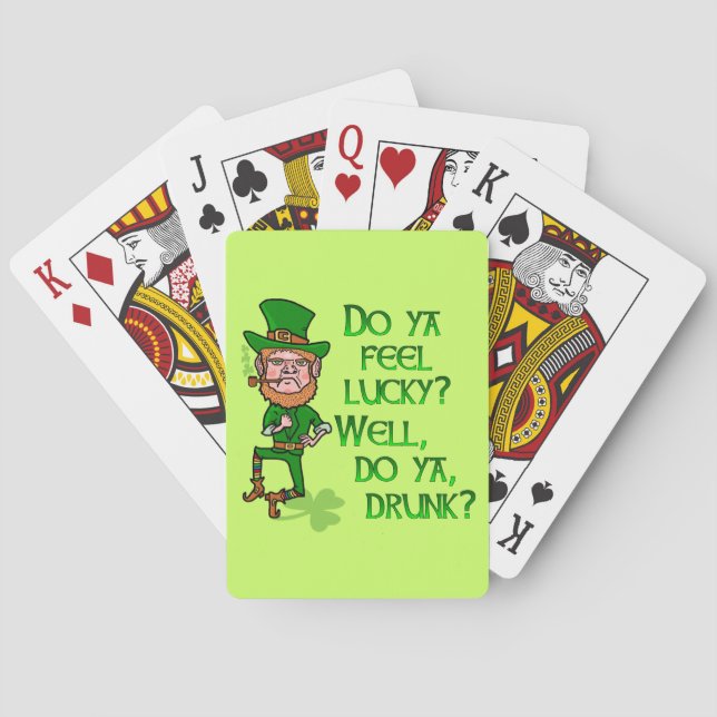 Funny Tuff Lucky Drunk Leprechaun Casinokort (Baksidan)