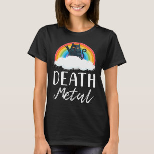 Funny tung död Metall Cat Rainbow Rock musik T Shirt