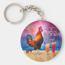 Funny Tupp Chicken Cocktails Tropical Beach Sea Nyckelring