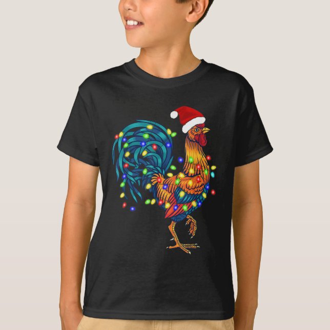 Funny Tupp Chicken jul Ljus Pajama Farm T Shirt (Framsida)
