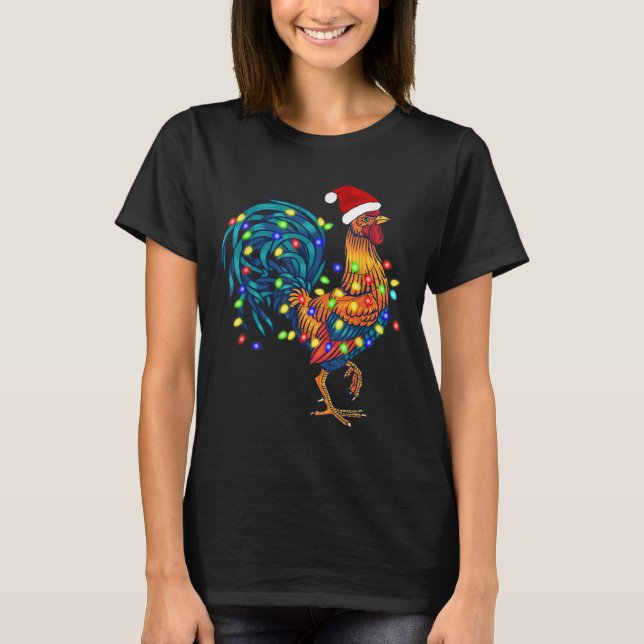 Funny Tupp Chicken jul Ljus Pajama Farm T Shirt (Framsida)