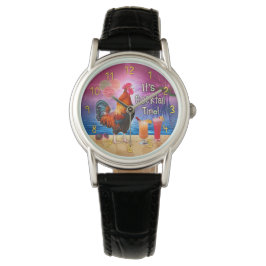 Funny Tupp Chicken som dricker Tropical Beach Sea Armbandsur