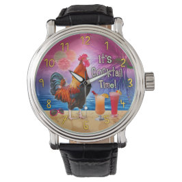 Funny Tupp Chicken som dricker Tropical Beach Sea Armbandsur