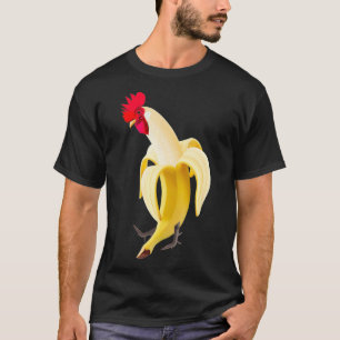 Funny Tupp Cockerel Chicken i Banana T Shirt