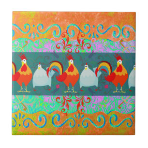 Funny Tupp Hen Funky Chicken Farm Animal Gifts Kakelplatta