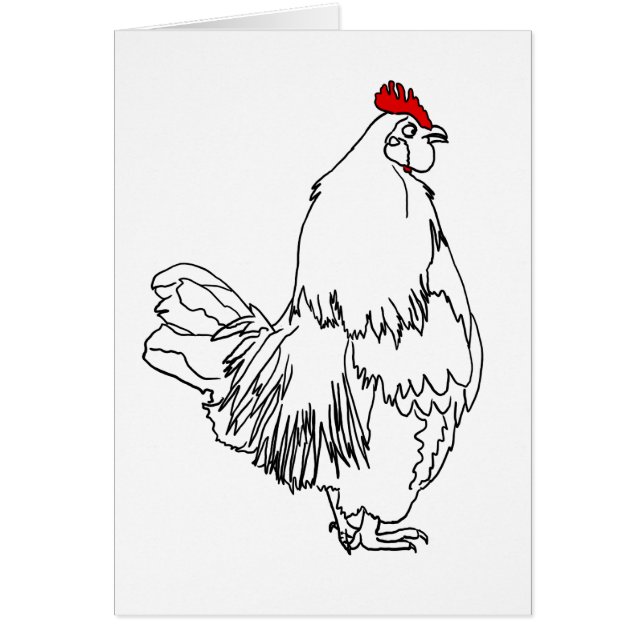 Funny Tupp Teckning Quirky Farm Chicken Art Hälsningskort (Framsidan)