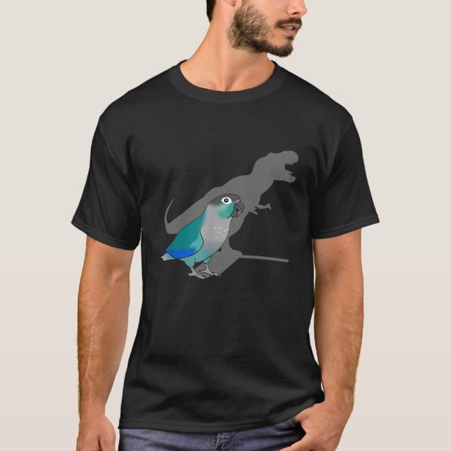 Funny Turcos Grönt Cheeked Conure T-Rex Dinosau T Shirt (Framsida)