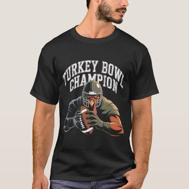 Funny Turkey Bowl Champion Thanksgiving Football S T Shirt (Framsida)