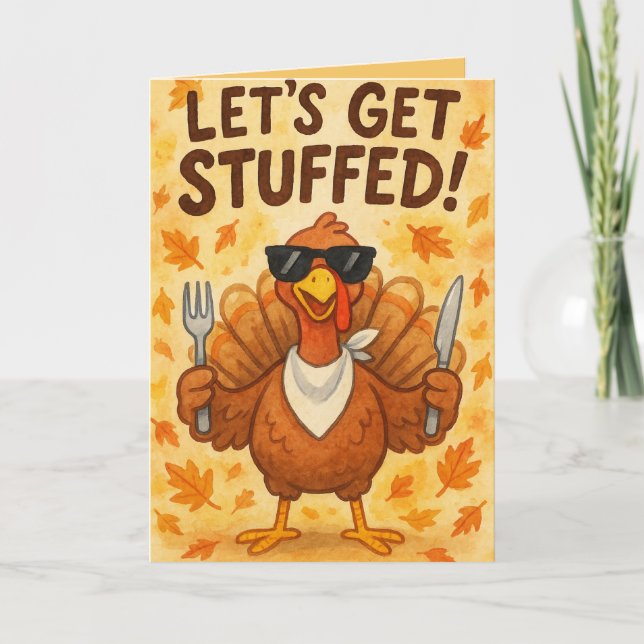 Funny Turkey Day Card – Hilarious Thanksgiving Hum Kort (Framsida)