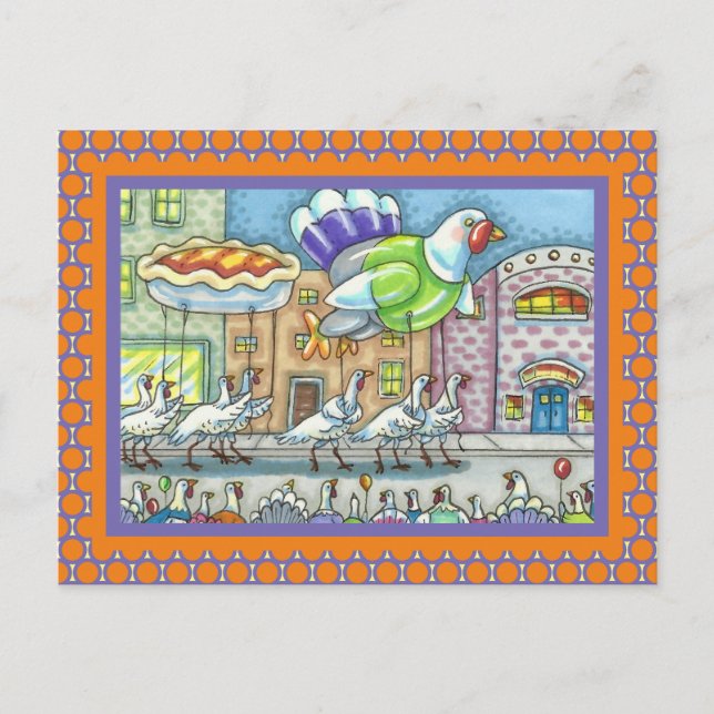 FUNNY TURKEY DAY PARAD HELIUM BALLOONS VYKORT (Framsida)