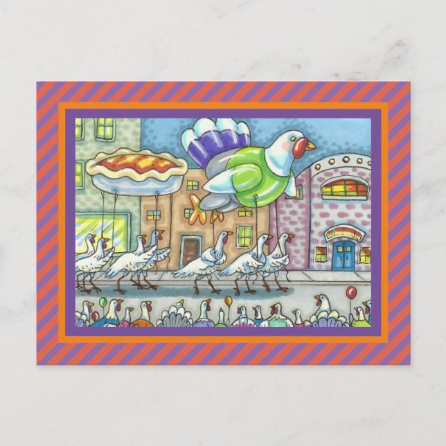 FUNNY TURKEY DAY PARAD HELIUM BALLOONS VYKORT (Framsida)