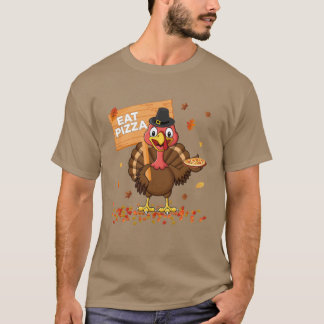 Funny Turkey Eat Pizza Kids Adult Vegan Thanksgivi T Shirt