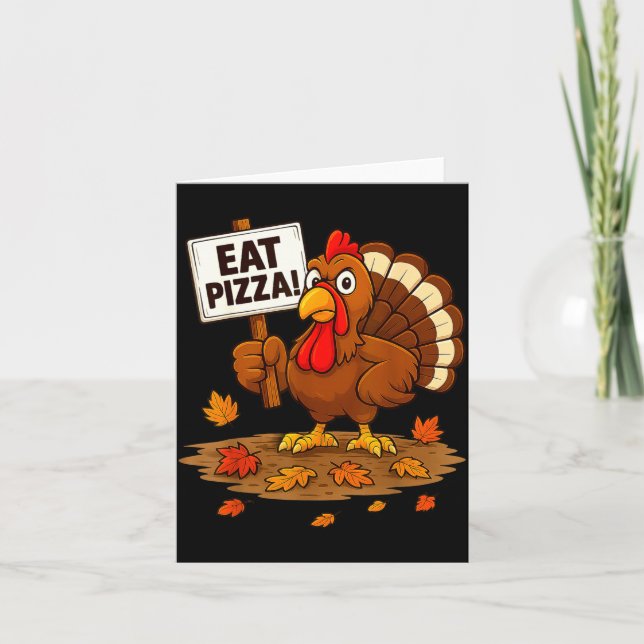Funny Turkey Eat Zza Thanksgiving For Men Women Ki Kort (Framsida)