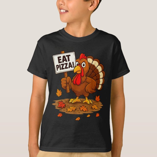 Funny Turkey Eat Zza Thanksgiving For Men Women Ki T Shirt (Framsida)
