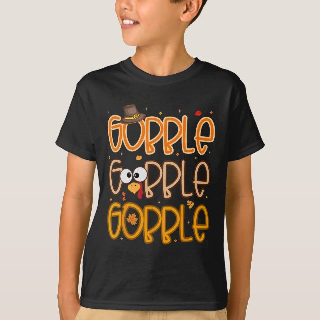 Funny Turkey Face Thanksgiving Gobble Shirts Holid T Shirt (Framsida)