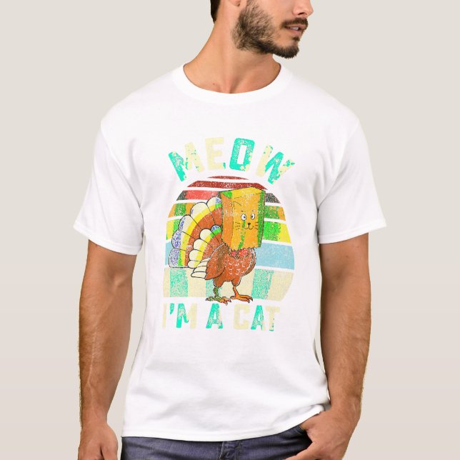 Funny Turkey Fake Cat T Shirt (Framsida)
