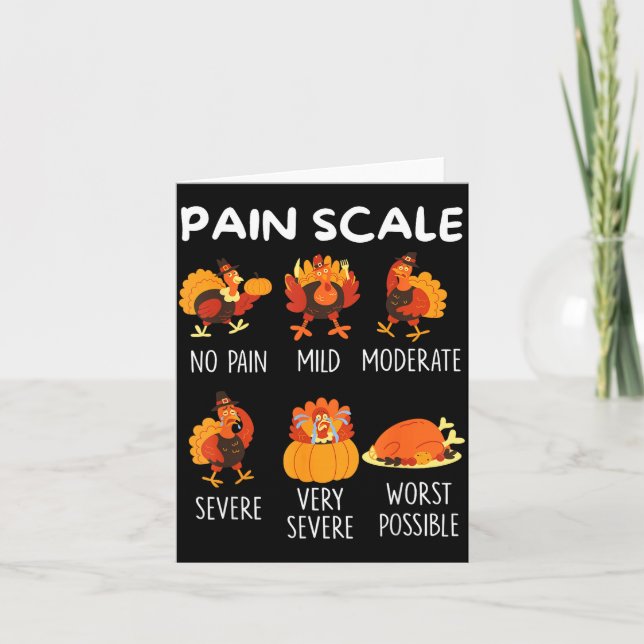 Funny Turkey Pain Scale Thanksgiving Cna Er Nurse  Kort (Framsida)