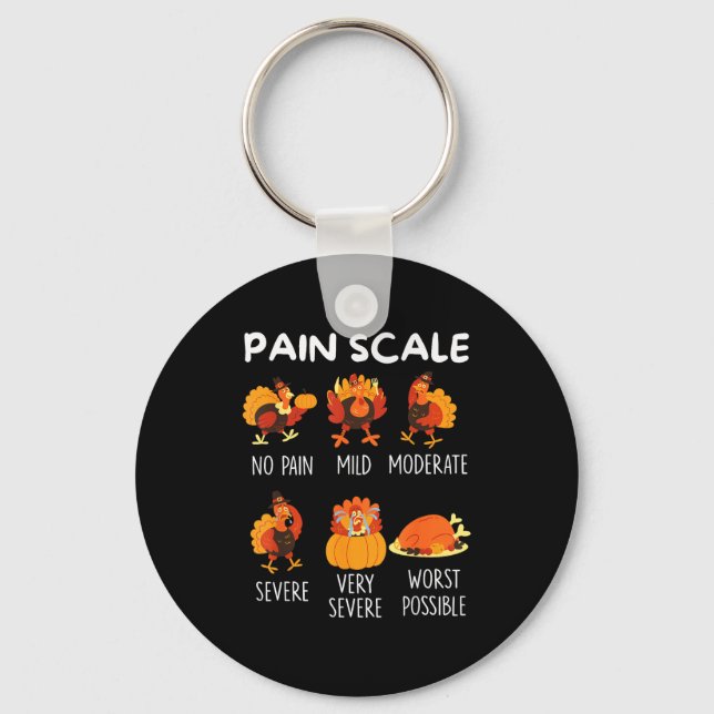 Funny Turkey Pain Scale Thanksgiving Cna Er Nurse  Nyckelring (Framsida)