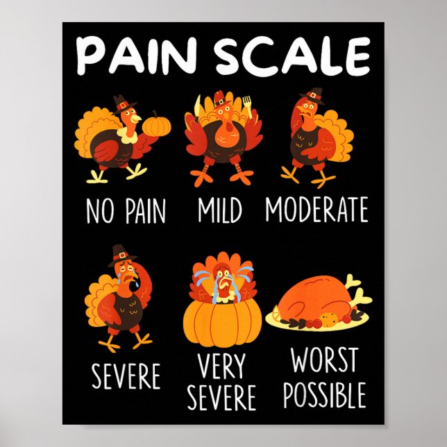 Funny Turkey Pain Scale Thanksgiving Cna Er Nurse  Poster (Framsidan)