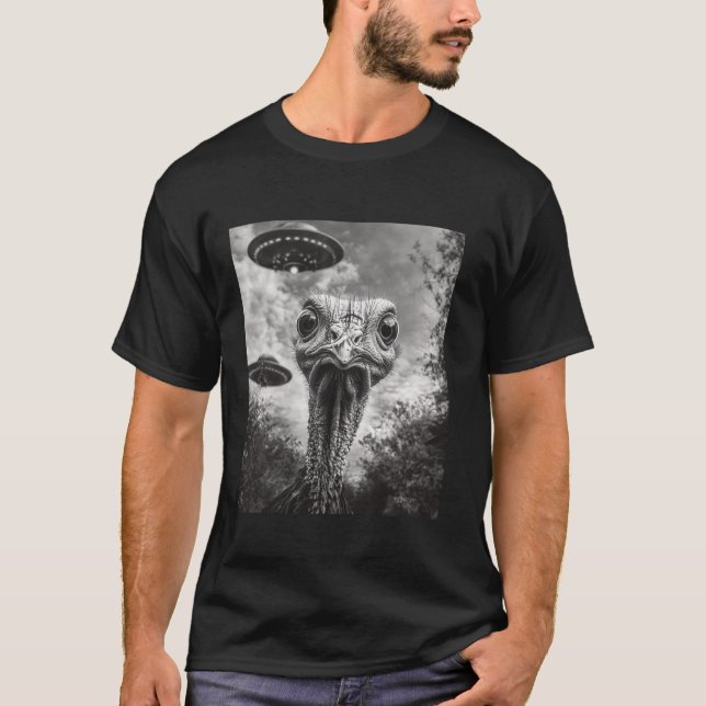 Funny Turkey Selfie UFO Thanksgiving T Shirt (Framsida)