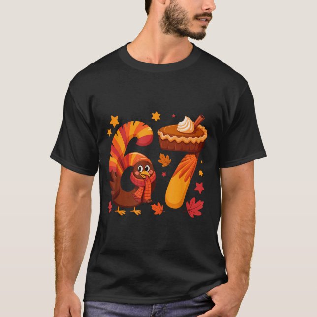 Funny Turkey Thanksgiving 67 Meme Six Seven  T Shirt (Framsida)