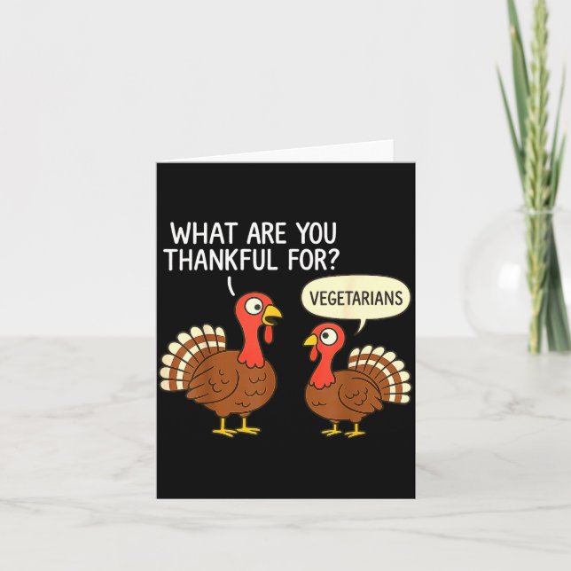 Funny Turkey Thanksgiving Thankful For Vegetarians Kort (Framsida)