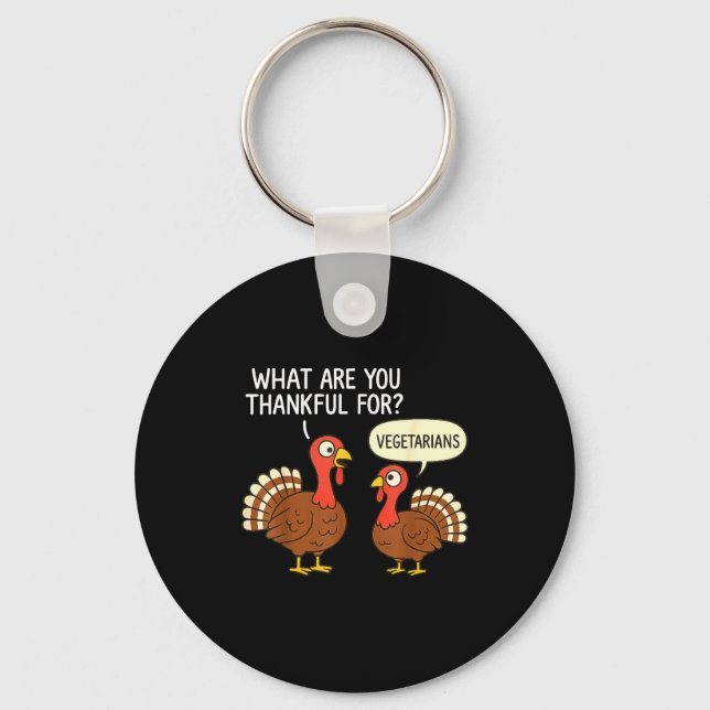 Funny Turkey Thanksgiving Thankful For Vegetarians Nyckelring (Framsida)