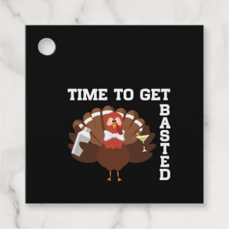 Funny Turkey Time To Get Basted Thanksgiving Gåvor Etiketter