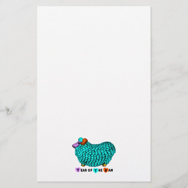 Funny turkos Ram kinesiskt År Zodiac Stationery Brevpapper (Framsida)