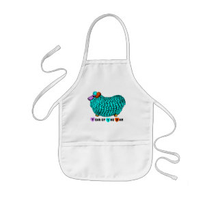 Funny Turkvoise Ram Chinese Year Zodiac Kids apron Barnförkläde