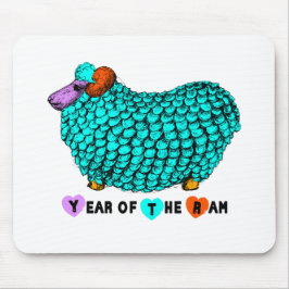 Funny Turkvoise Ram Chinese Year Zodiac Mousepad Musmatta