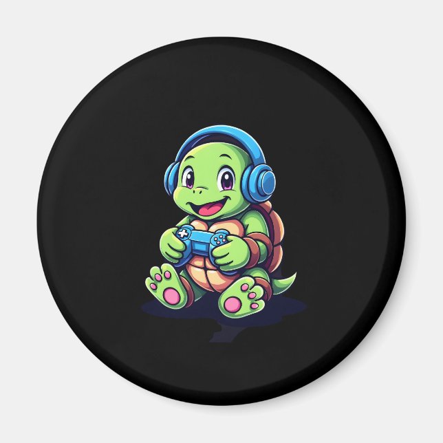 Funny Turtle Gamer Gaming Turtles Video Game (3) Magnet (Framsidan)